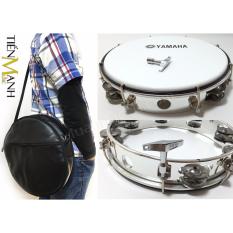 Combo Trống lắc tay và Bao đựng Lục Lạc Gõ Bo Tambourine Yamaha MT6-102A (Trắng – Trống chơi nhạc chế gõ po – Xipo)