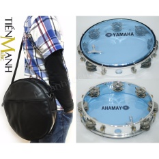 Combo Trống lắc tay và Bao đựng Lục Lạc Gõ Bo Tambourine Yamaha MT6-102B (Xanh Trong Suốt – Trống chơi nhạc chế gõ po – Xipo)