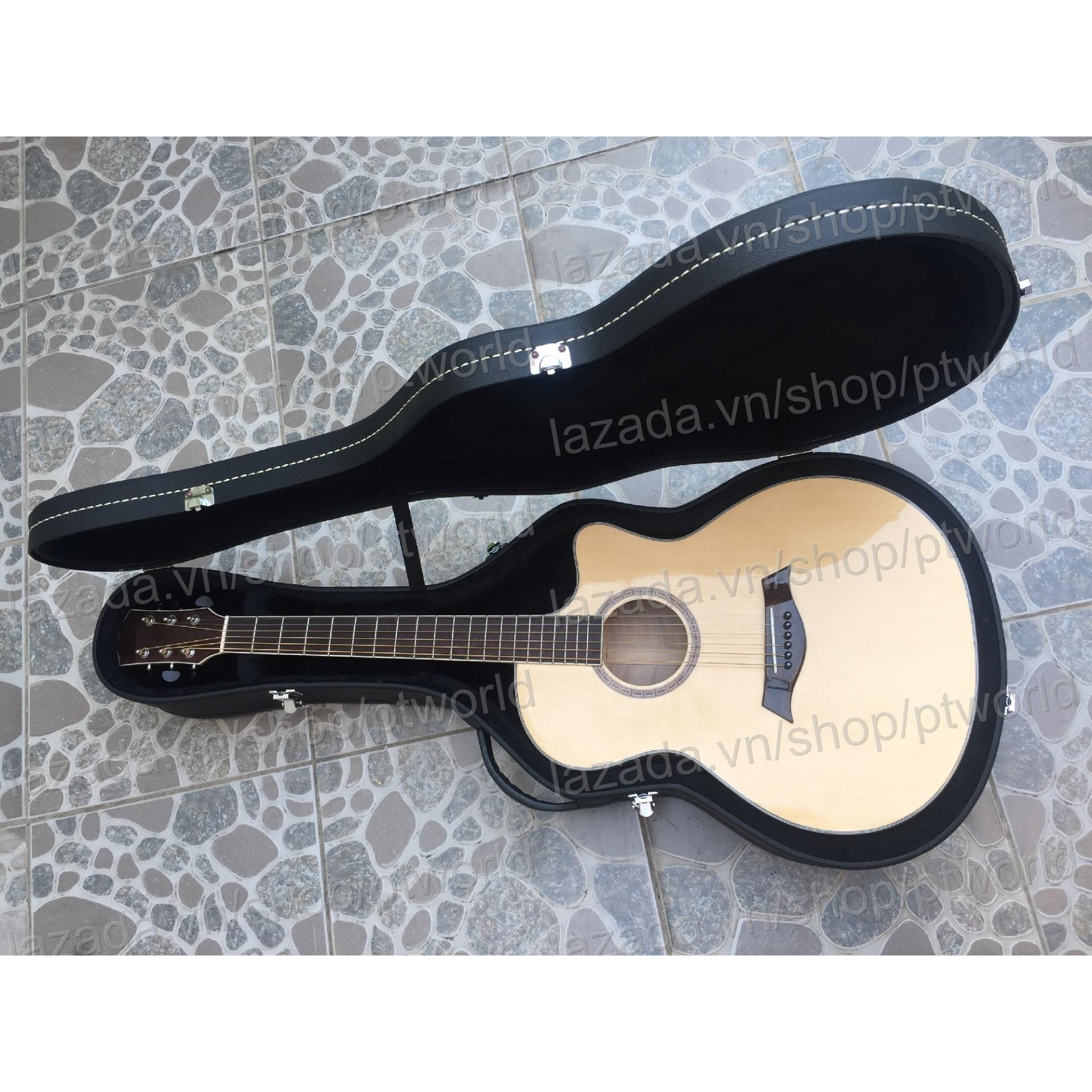 Đàn Guitar Acoustic cao cấp Còng cườm + Bao da 3 lớp + Phím gảy Alice