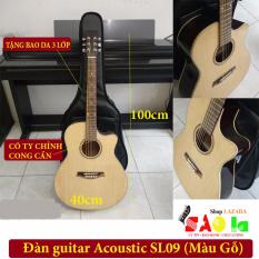 Đàn guitar Acoustic SAOLA09 màu gỗ – Có Ty Chỉnh Cong Cần +Tặng Bao Da, Phụ kiện