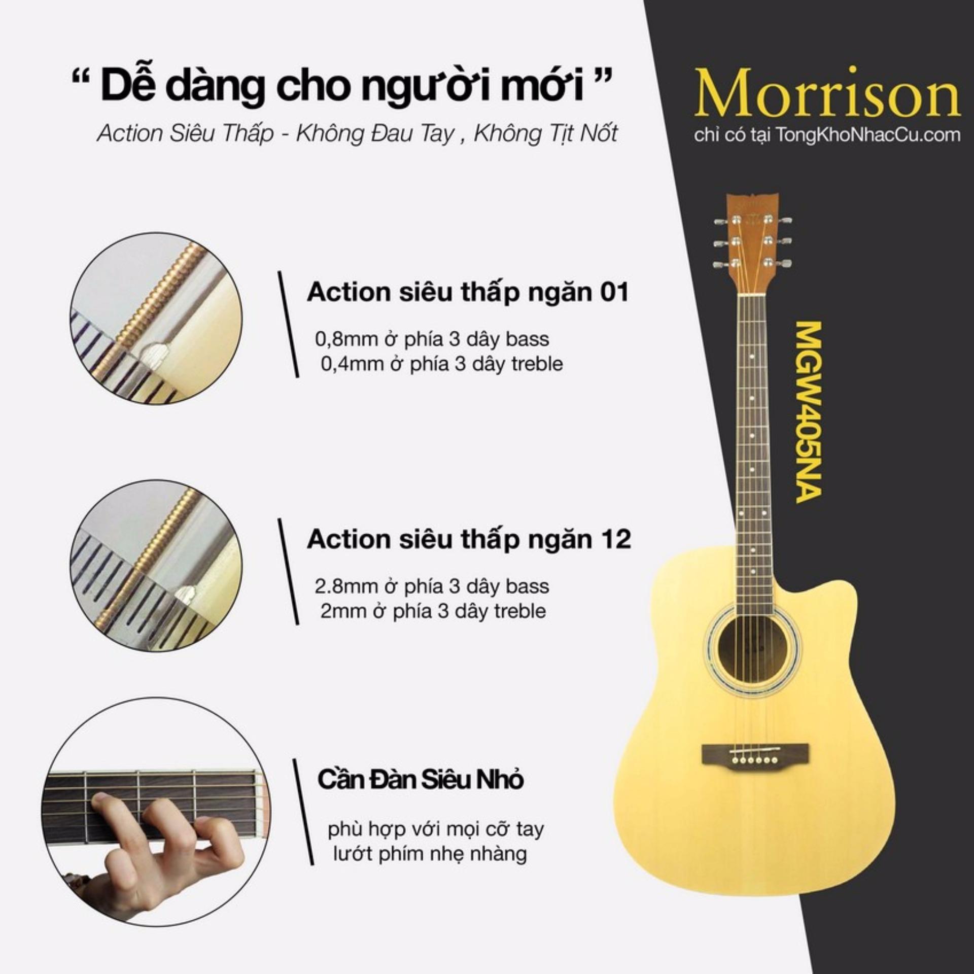 Đàn Guitar Morrison MGW 405NA + bao 3 lớp+ capo B701+pick AP100