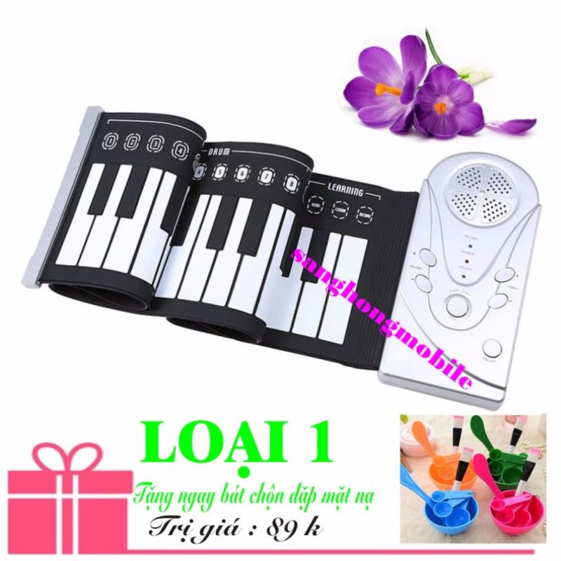 Đàn piano điện tử bàn phím cuộn dẻo 49 keys Loại 1 Công nghệ mới 2017 (trắng) + Bát trộn đắp mặt