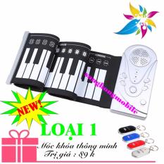 Đàn piano điện tử bàn phím cuộn dẻo 49 keys Loại 1 Công nghệ mới 2017 Loại 1 (trắng) + Móc khóa thông minh