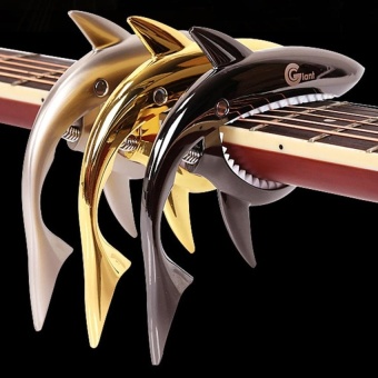 Guitar Bass Accessories Sharks Folk Guitar Capo Acoustic Woodenguitar Capo Sound Clip Guitar Tuner Tuning Tool ( Gold) - intl