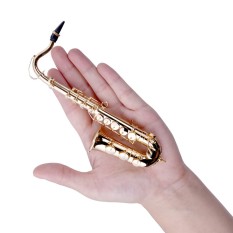 New Mini Saxophone With Metal Stand Miniature Musical Instruments Collection Decorative Ornaments Alto Saxophone ,Gold – intl