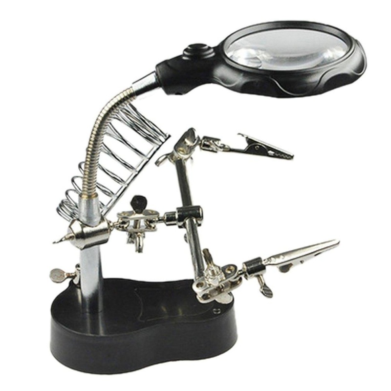 OH Detachable Desktop Magnifier With LED Light Auxiliary Clip Stand Magnifier Black - intl