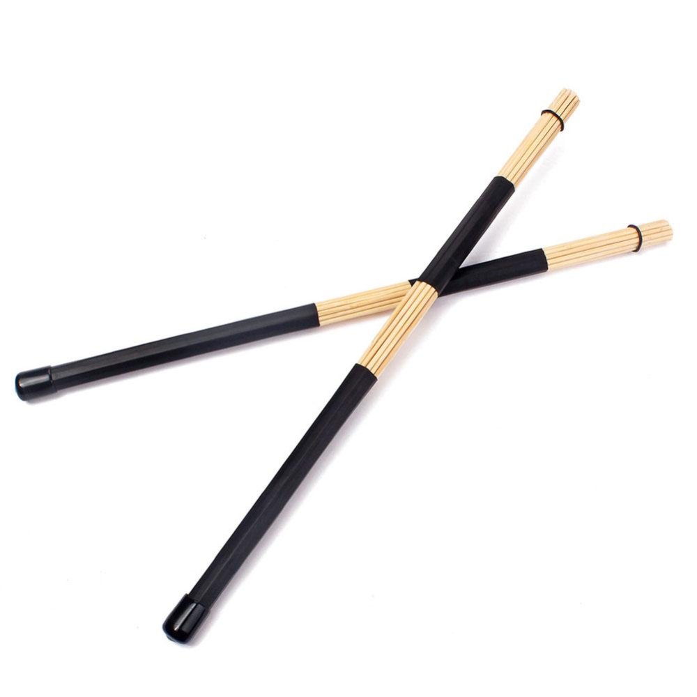 Pair Bamboo Brushes Bundle Rute Jazz Drum Sticks Rod 40cm Durable Practical - intl