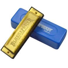 Thiên nga 10 Lỗ 20 Cân Blues C Chìa Khóa Cao cấp Màu Đồng Kèn Harmonica Đồ Chơi Nhạc Cụ-intl