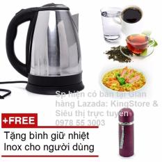 Ấm đun nước siêu tốc Electric Kettle 1.8L KingStore + Tặng kèm bình giữ nhiệt Inox 0.5L
