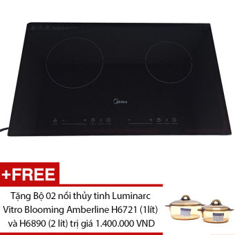 Bếp Hồng Ngoại Đôi Cảm Ứng Midea MC-HD305 (Đen) + Tặng Bộ 02 nồi thủy tinhLuminarc Vitro Blooming Amberline H6721...