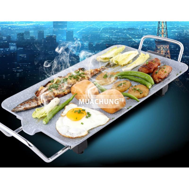 Giá bán Bếp Nướng, Ướp Thịt Nướng, Bếp Nướng Điện Đa Năng - Chảo Nướng Cao Cấp Vân Đá + Khay Inox Mẫu 53