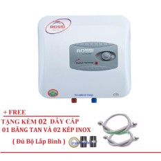 Bình Nước Nóng Chống Giật Rossi R30Ti 30 lít (Trắng) Free 02 dây cấp inox, 02 Kép inox, 1 băng tan đủ bộ lắp bình