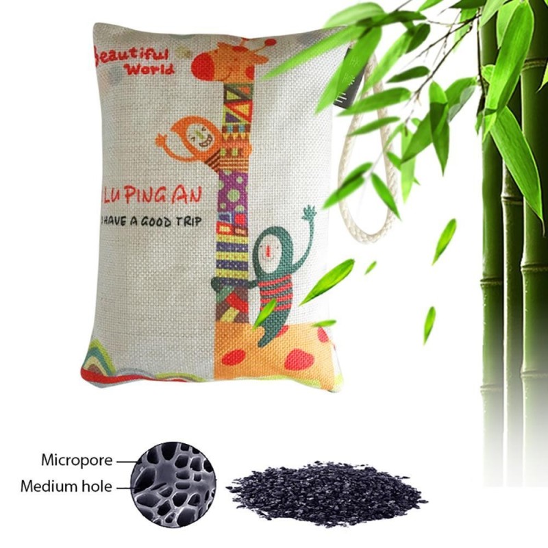 Bảng giá leegoal Natural Air Purifying Bag, Activated Bamboo Charcoal Bag Deodorizer, Cotton Linen Cartoon Pattern Unscented Bag For Cars, Furnitures, Houses, 250g/1 Pack