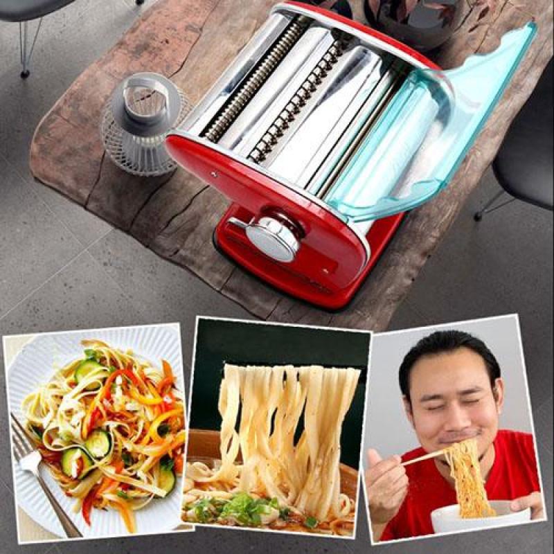 Máy cán mì quay tay gia đình - 2 lưỡi - màu đỏ- Pasta maker (Hàng cao cấp)