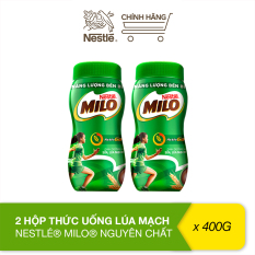 Sữa Milo lúa mạch Nestlé nguyên chất bộ 2 hộp 400g (hũ nhựa)