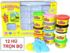 Bộ đồ chơi đất sét nặn TRỌN BỘ 12 HỦ nhiều màu bao gồm khuôn tạo hình cho bé yêu