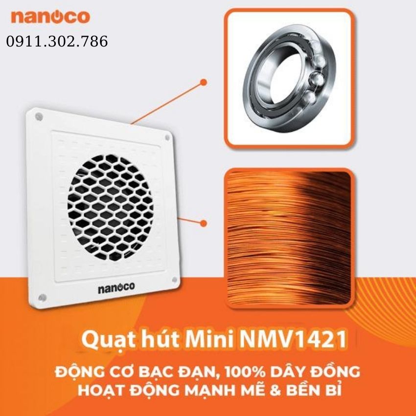 [FREESHIPMAX] Quạt hút mùi thông gió, gắn tường mini Nanoco 8w, NMV1421 - Quạt hút ầm tường, quạt hút âm...