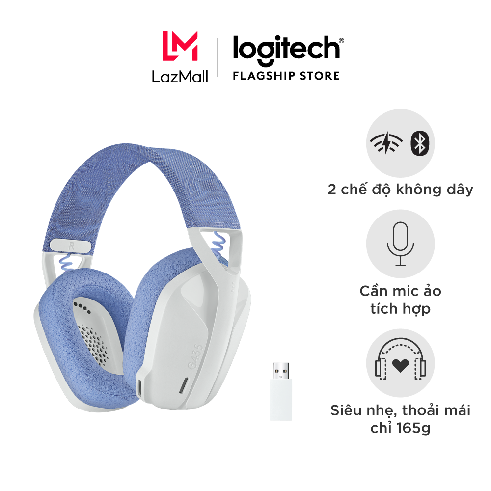 [VOUCHER 150K] Tai nghe game không dây Bluetooth và Lighspeed Logitech G435 – Mic ảo tích hợp, nhẹ, tương thích PC, Điện thoại, PS4, PS5, Dolby Atmos, pin 18 tháng