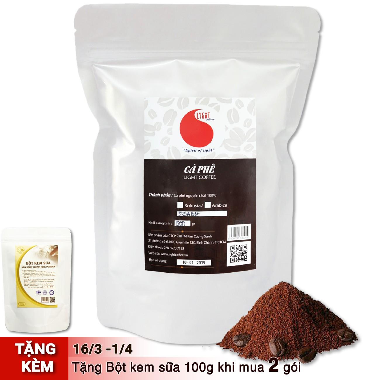 Cà phê bột nguyên chất 100% - Phối chuẩn - Light Coffee - 500gr