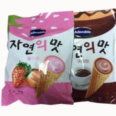 Bộ 2 Gói Bánh ốc quế Adorable (Kem Dâu+Cà Phê) 300g/gói Hàn Quốc