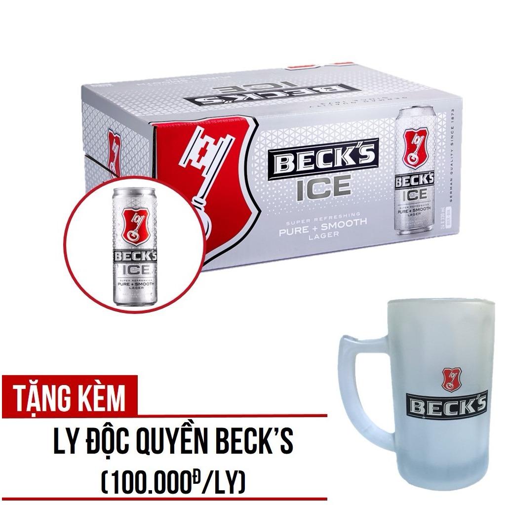 Beck's ice lon 330ml - Thùng 24 Tặng Ly Chính Hãng