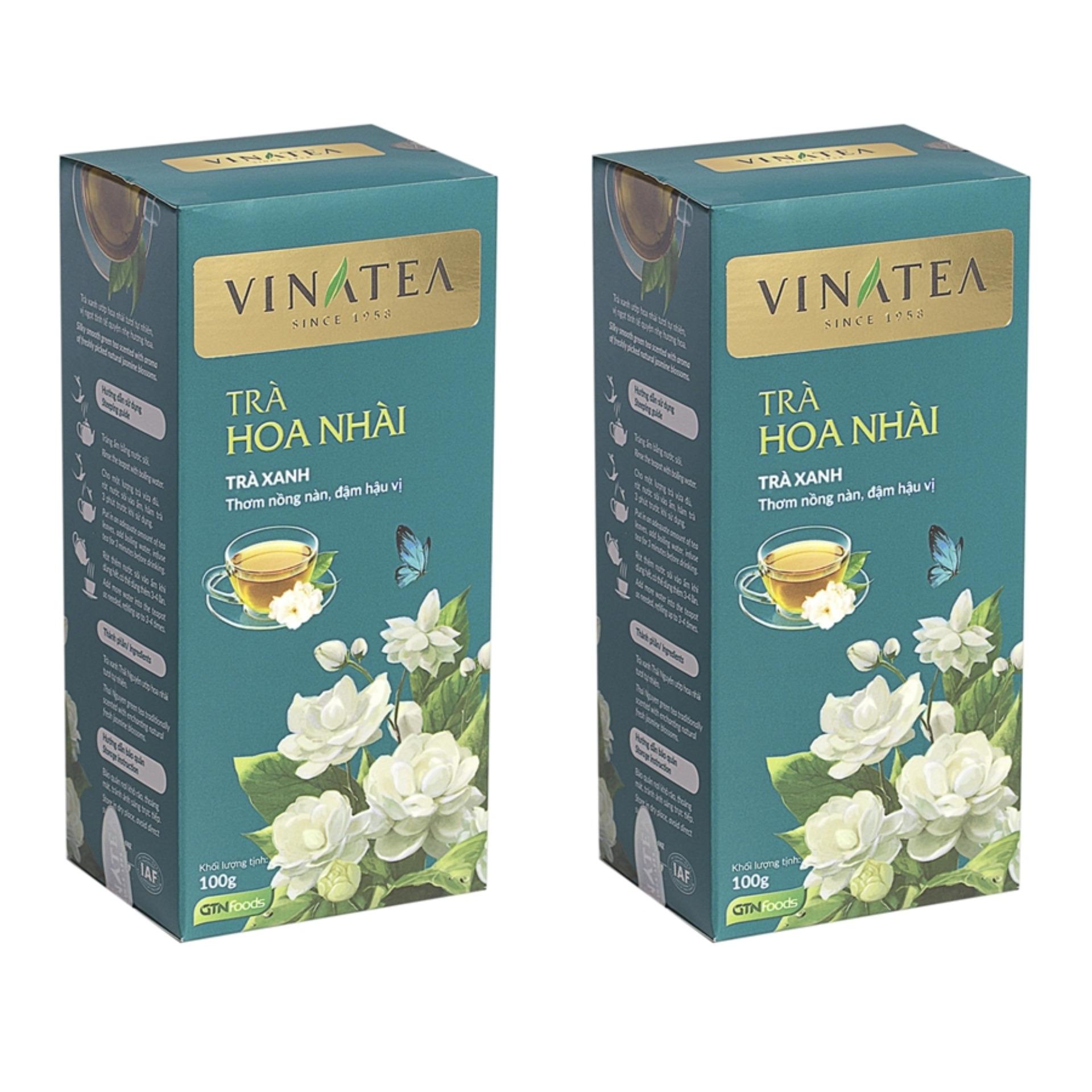 Bộ 02 hộp trà Vinatea hoa nhài sợi rời 100g