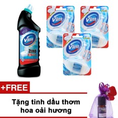 Bộ 1 Vim Zero Biển xanh (Oải Hương) 750ml và 3 viên Vim Atlantic 40g + Tặng tinh dầu thơm hoa oải hương