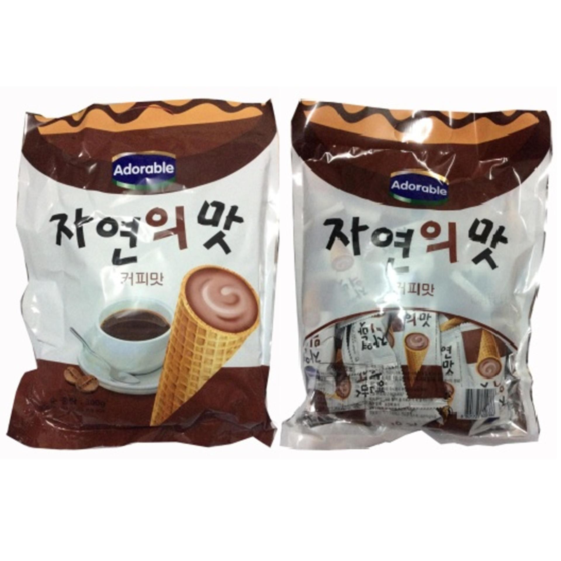 Bộ 2 Gói Bánh ốc quế Adorable (Kem Cà Phê) 300g/gói Hàn Quốc