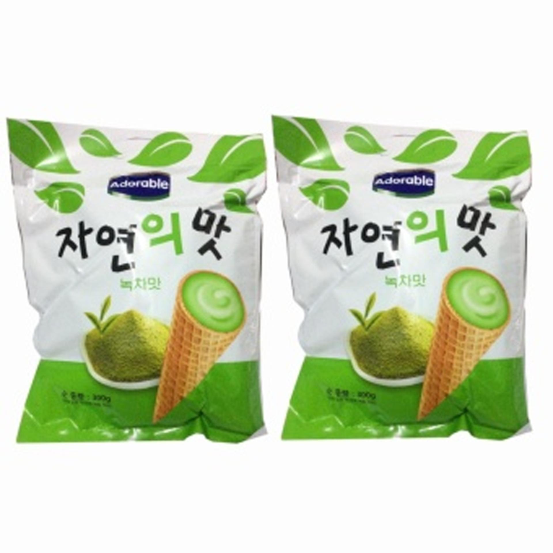 Bộ 2 Gói Bánh ốc quế Adorable (Kem Trà Xanh) 300g/gói Hàn Quốc