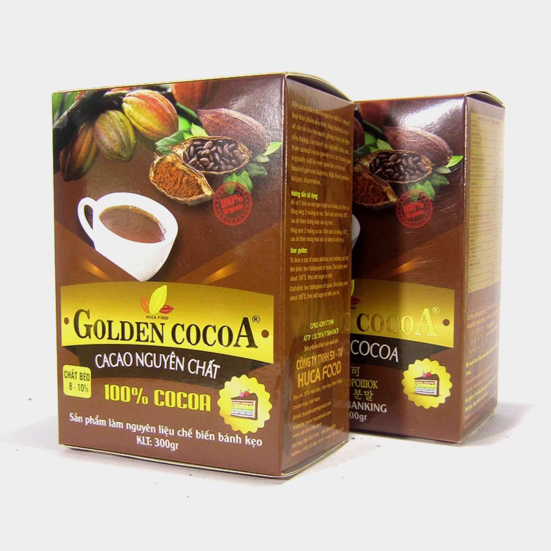 Bộ 2 hộp cacao nguyên chất Golden Cocoa 300g làm bánh