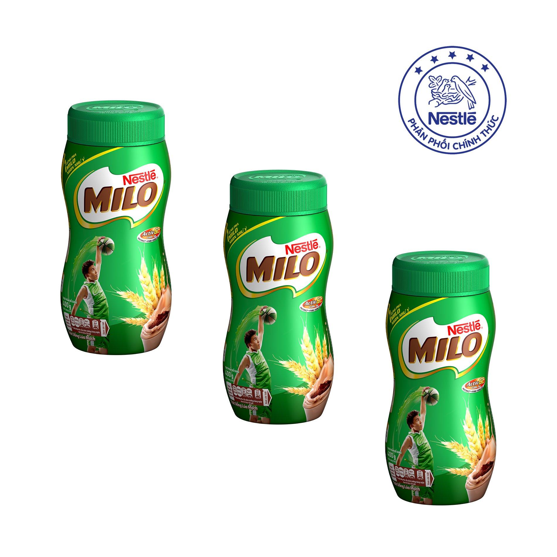 Bộ 3 Hũ Nestlé MILO® Nguyên Chất dạng bột (Hũ 400 g)