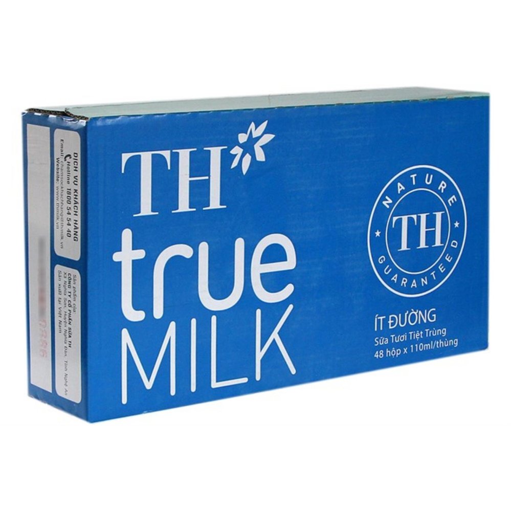 Bộ 48 Hộp Sữa  Tươi Tiệt Trùng TH True Milk Ít Đường 110ML
