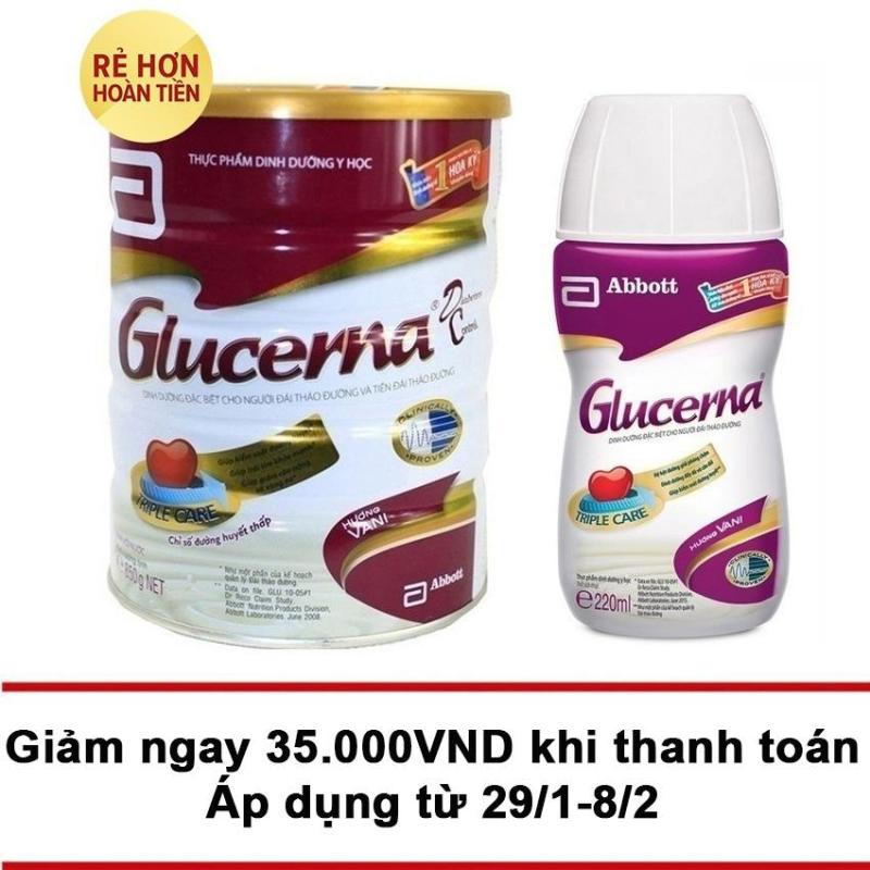 Nơi bán Bộ Glucerna hương vani 850g và chai nước Glucerna 220ml