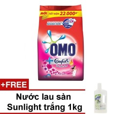 Giảm giá Bột giặt OMO hương Comfort tinh dầu thơm diệu kỳ 5.5kg + Tặng nước lau sàn Sunlight 1kg (Trắng)  