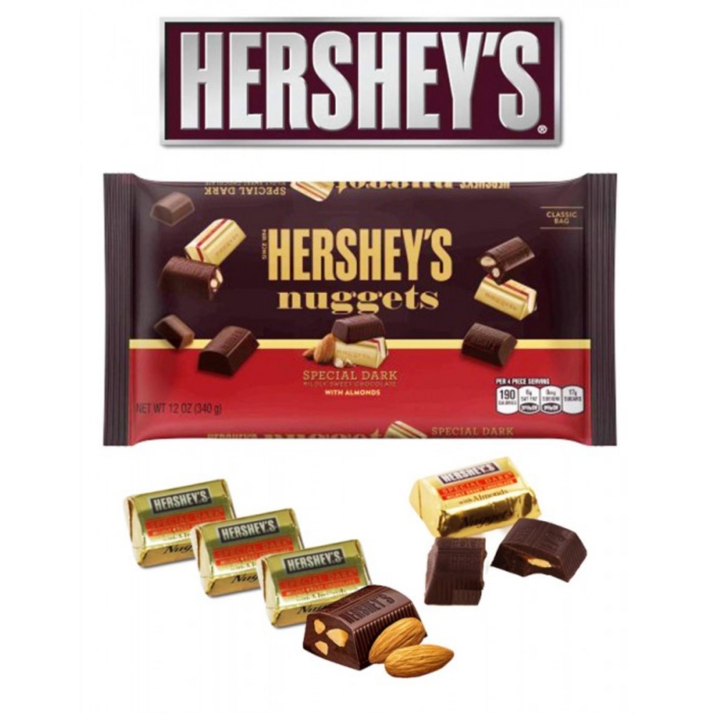 Chocolate đắng hạnh nhân Hershey Nuggets 340gr Mỹ