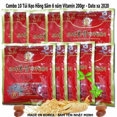 Giá KM Combo 10 Kẹo Hồng Sâm Vitamin 6 Năm Tuổi Korea Hàn Quốc 200g/gói  
