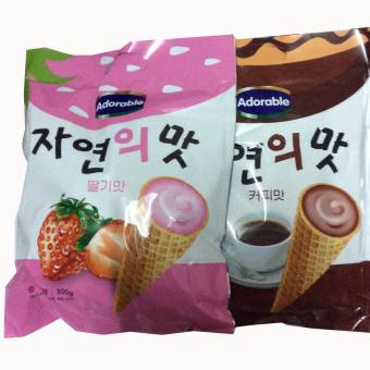 Combo 2 Gói Bánh Ốc Quế Hàn Quốc 300gr ( Kem Dâu + Kem Cà Phê )  