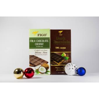 Combo 2 thanh Chocolate đắng 70% cacao + Dừa 200g Figo  