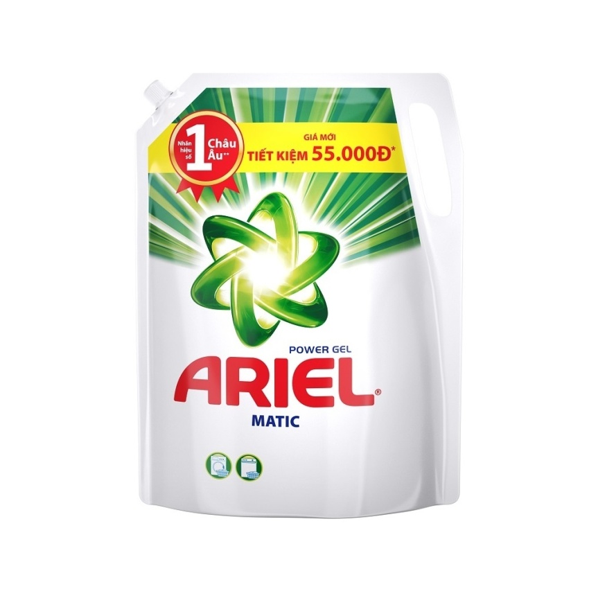 Gói nước giặt Ariel Base Matic gel túi đậm đặc 2.4kg