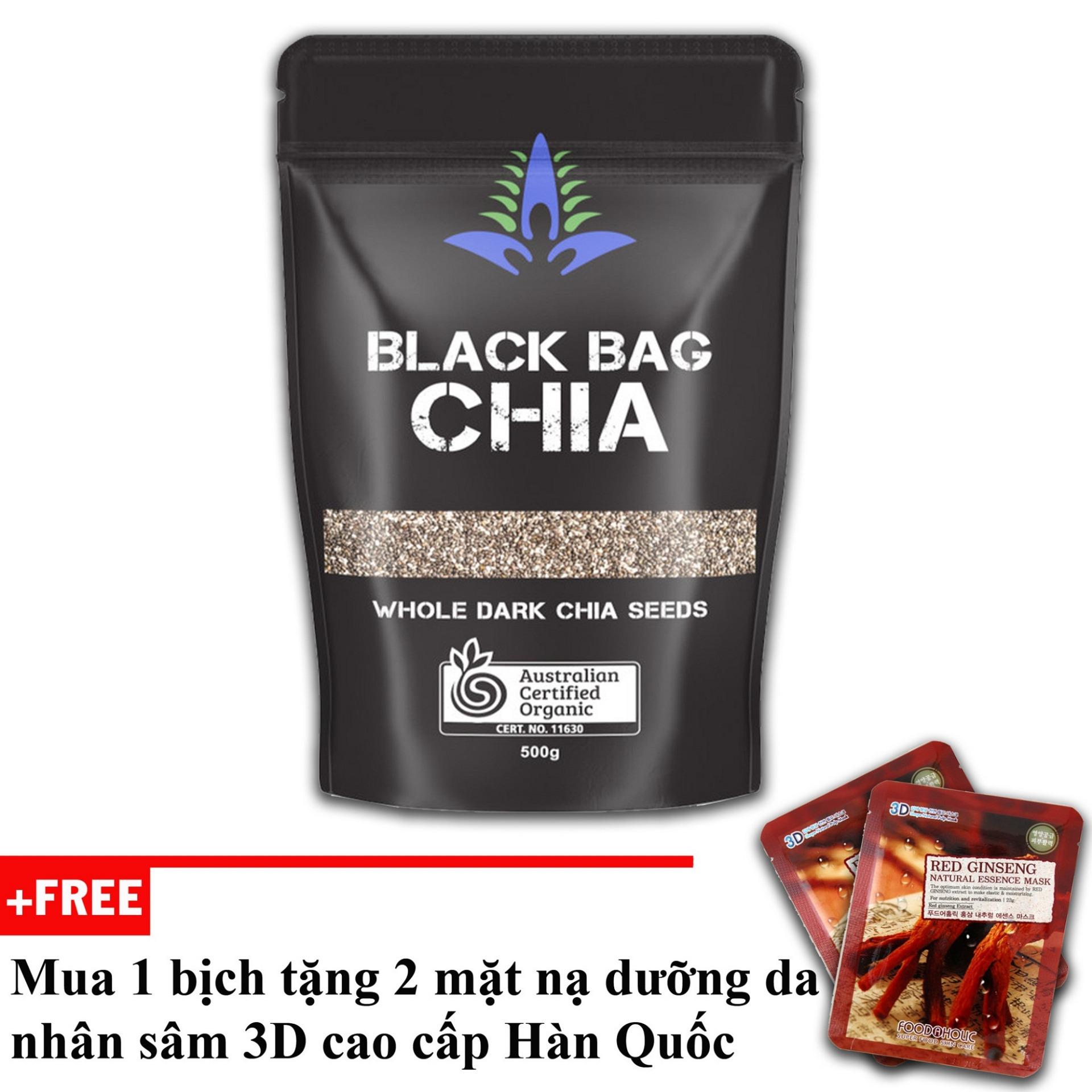Hạt Chia đen Australia Black Bag Chia 500g + tặng 2 mặt nạ cao cấp Hàn Quốc [SuPhat Shop]