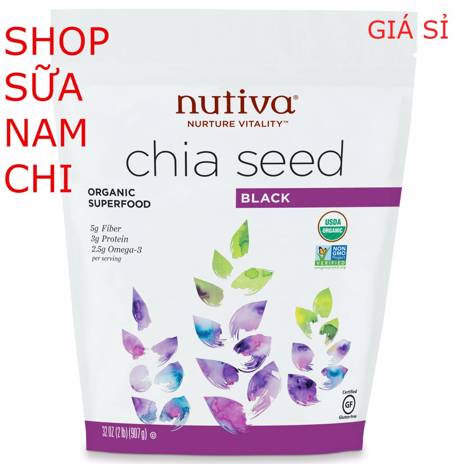 Hạt chia Đen Nutiva Organic Chia Seed 907g (Cam kết 100% đóng gói tại Mỹ)