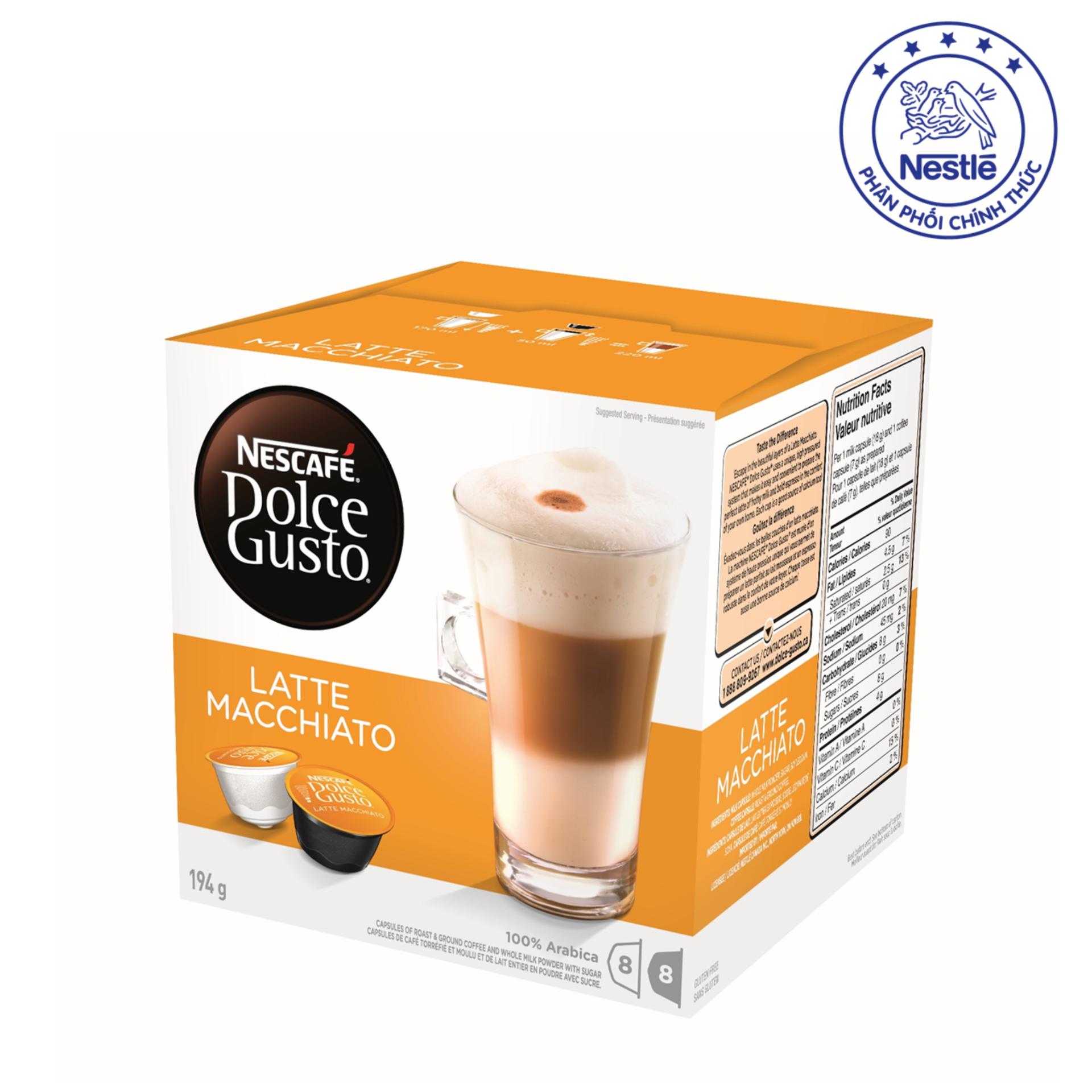 Hộp 16 viên nén cà phê sữa NESCAFÉ Dolce Gusto - Latte Macchiato 194g