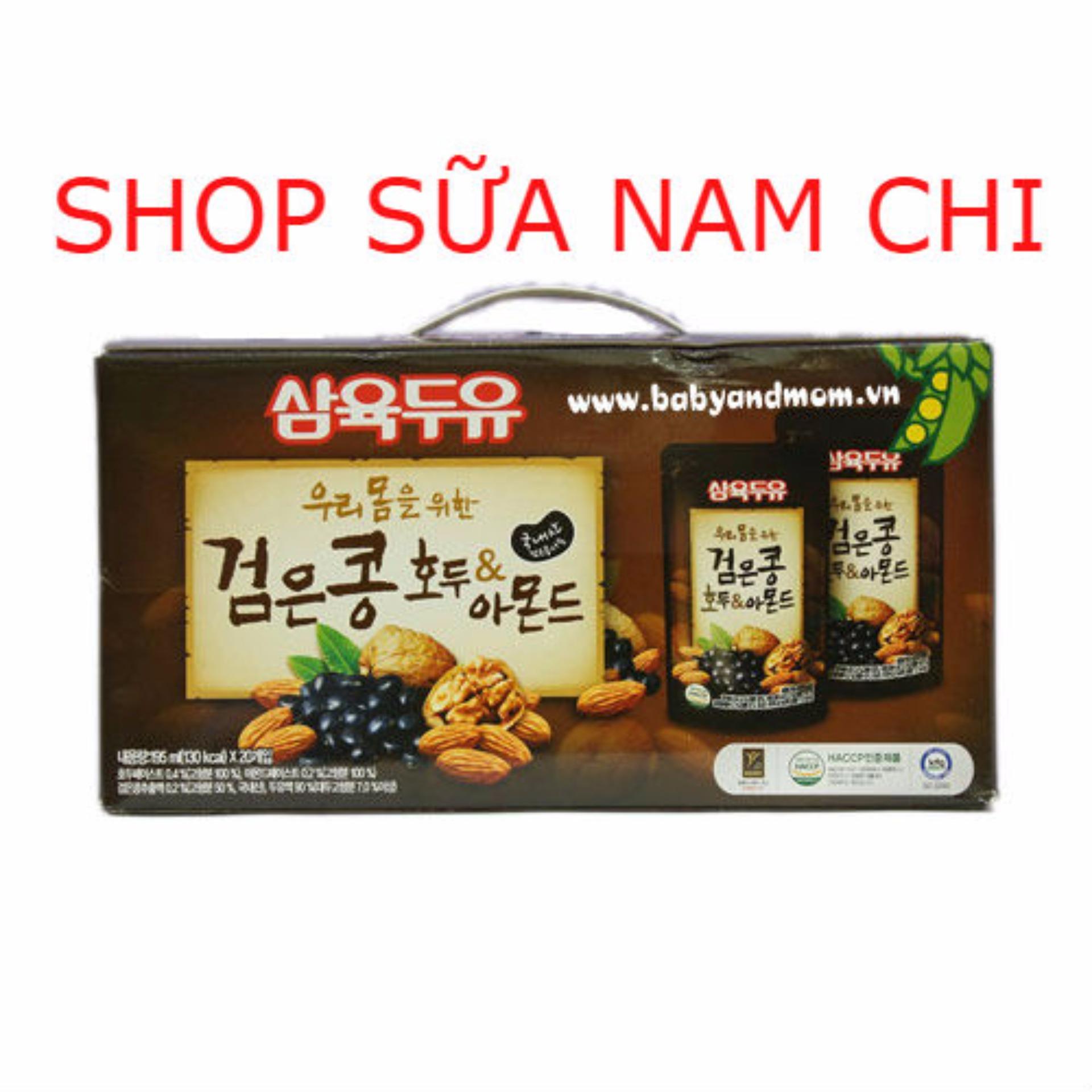 Hộp sữa đậu đen óc chó hạnh nhân Hàn Quốc (20 gói x 195ml)