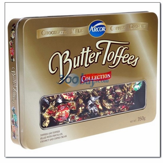 Kẹo Arcor Butter Toffees hỗn hợp – hộp thiếc 350gr