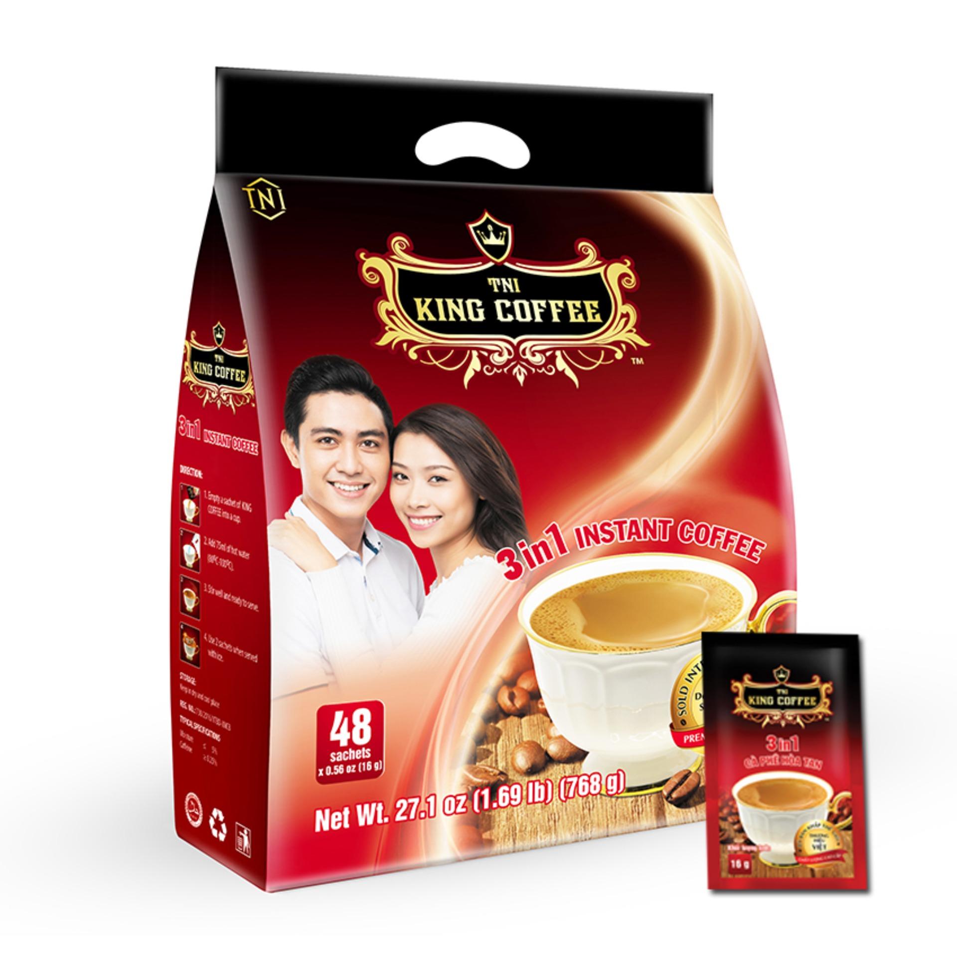 King Coffee Cà Phê Hòa Tan 3in1 - Bịch 48 sachets