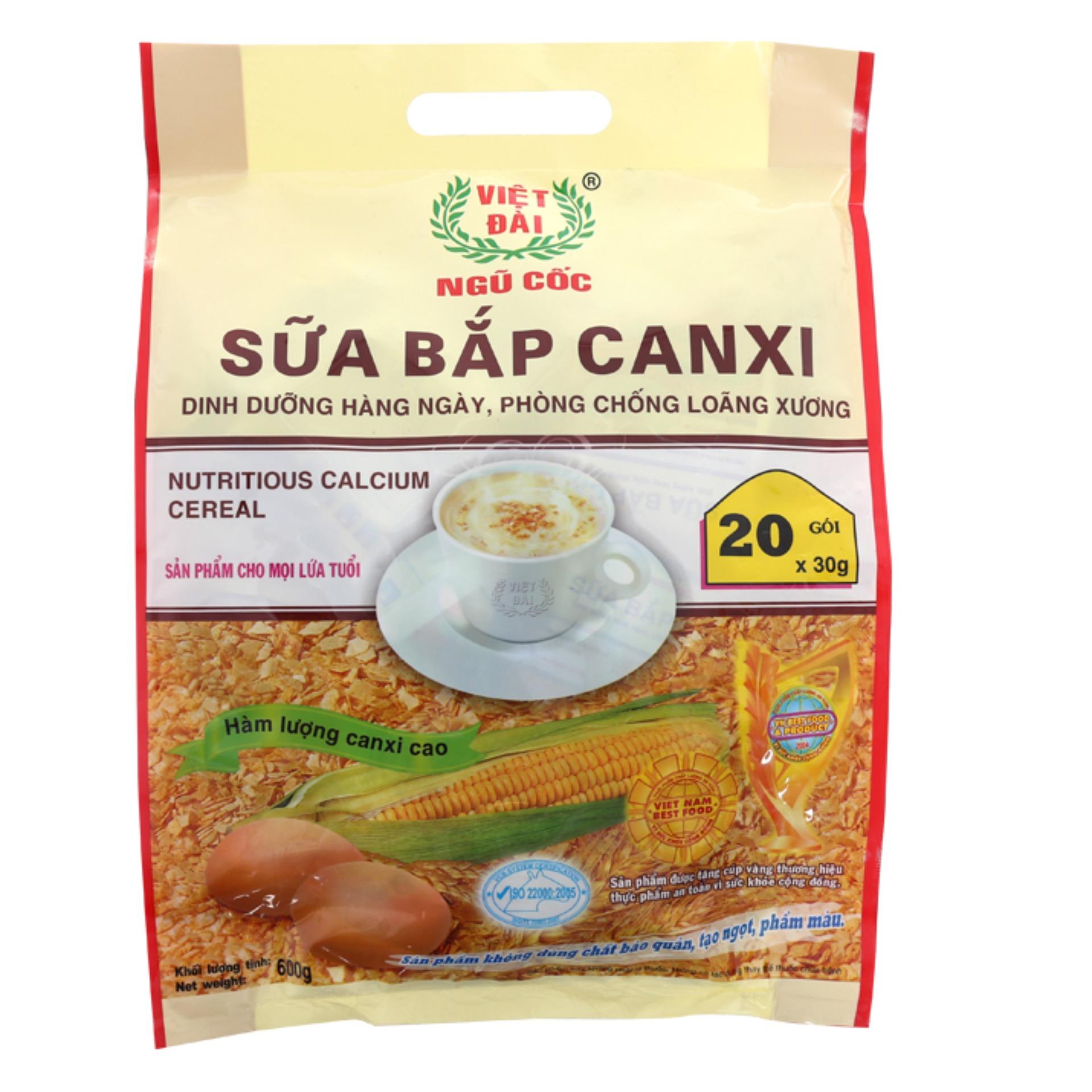 Ngũ cốc dinh dưỡng Việt Đài Sữa bắp Canxi gói 30g (bịch 20 gói)
