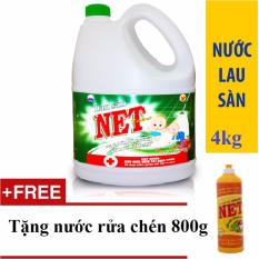 Giá KM Nước lau sàn NET Extra/Bạc Hà Diệt khuẩn can 4kg tặng nước rửa chén Net 800g đậm đặc
