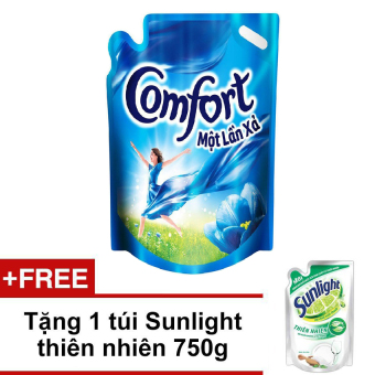 Nước xả vải Comfort 1 lần xả hương ban mai 2.6L (Dạng túi) + Tặng 1 túi sunlight thiên nhiên...