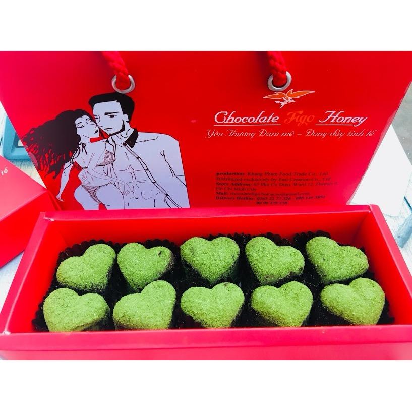 Socola trái tim 10 viên matcha trà xanh - Quà tặng sinh nhật - Socola valentine