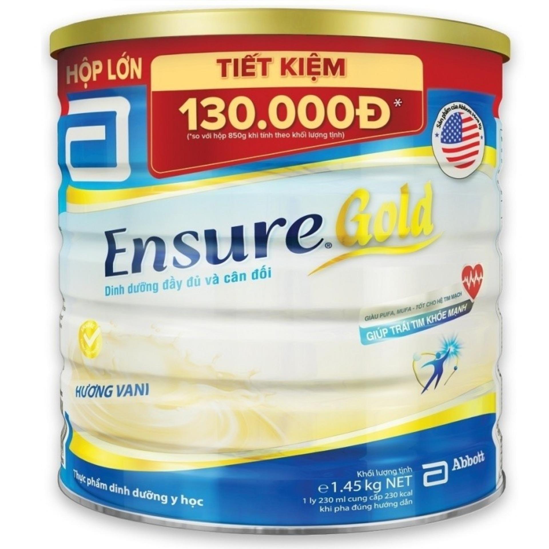 Sữa Abbott Ensure Gold hương vani 1.45kg (hộp thiếc)